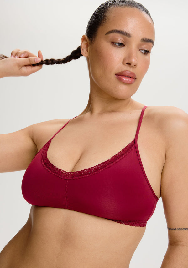 - red the micro lace trim bralette