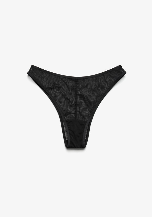model is wearing an XS panty-black weekday high leg bikini