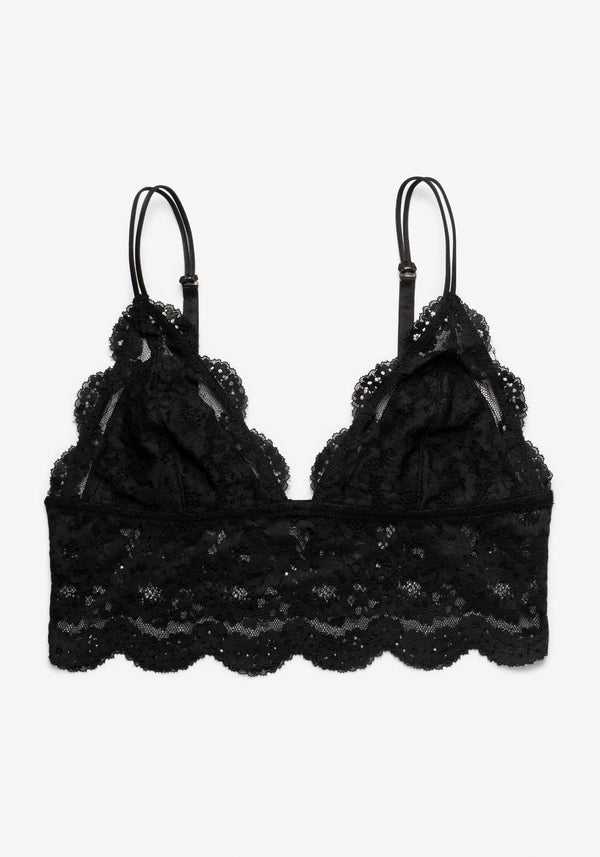 model is wearing an M cami-black maze crop cami