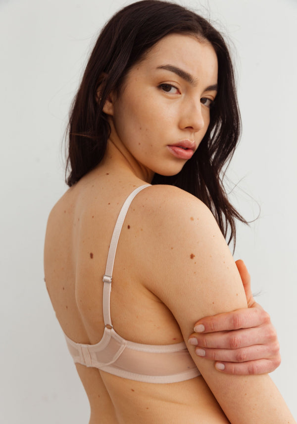 model is wearing a size 34B bra-nude,pink celeste unlined bra