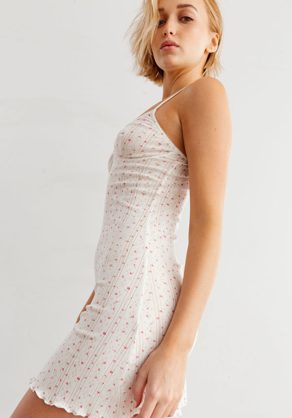 model is wearing an XS slip-multi dream cotton pointelle slip