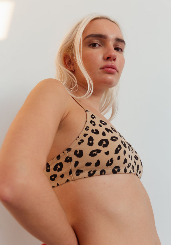 model is wearing an S bralette-multi the cotton bralette