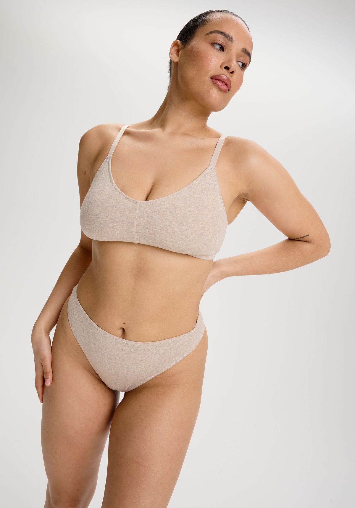 model is wearing an M panty - nude the cotton high leg thong