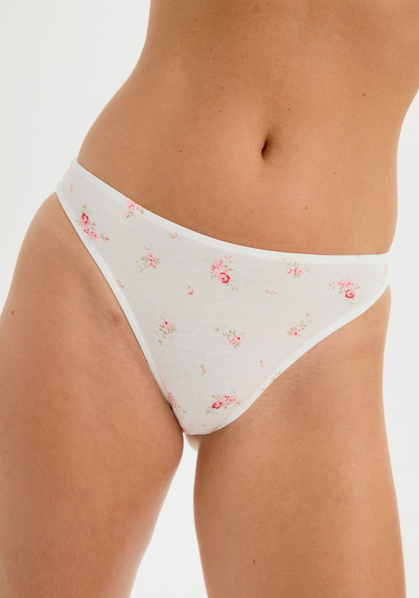 model is wearing an S panty - multi,white the cotton high leg bikini
