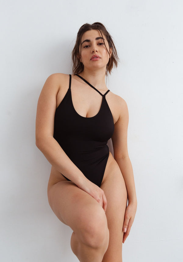 maillot une-pièce à encolure échancrée mirage