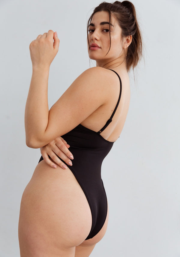 maillot une-pièce à encolure échancrée mirage