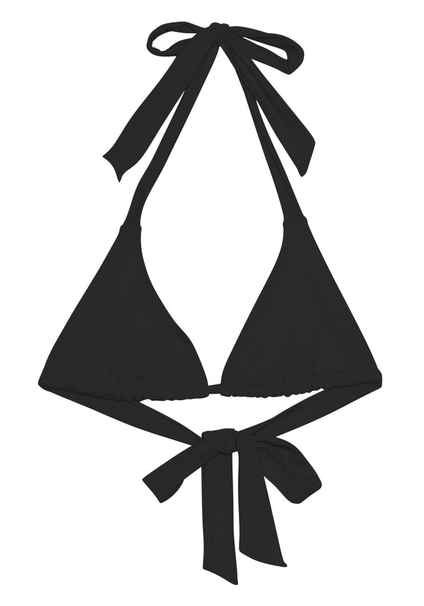 model is wearing an S+ bikini top - black breeze triangle bikini top