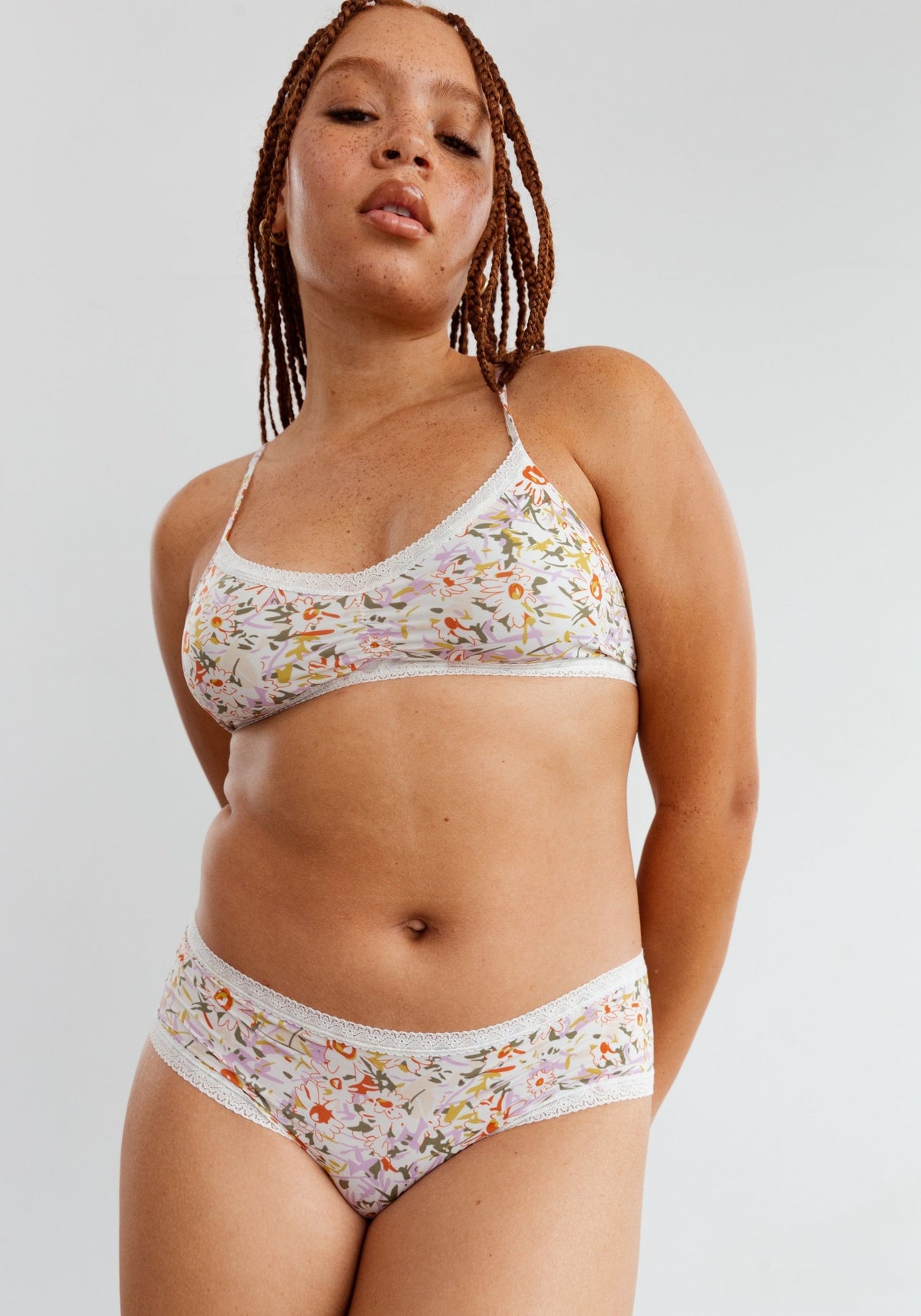 model is wearing an M panty-multi the micro lace trim hipster