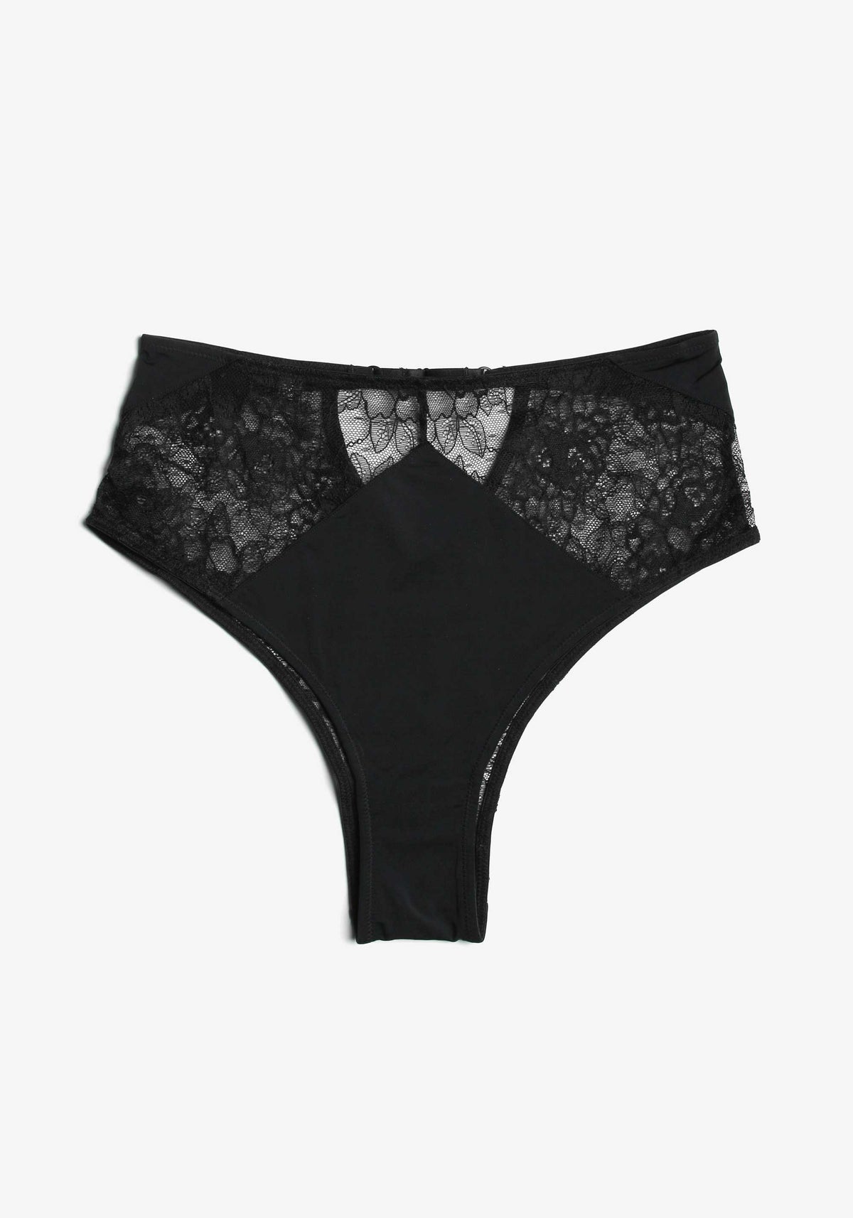 model is wearing an M panty-black stellar high waist brief