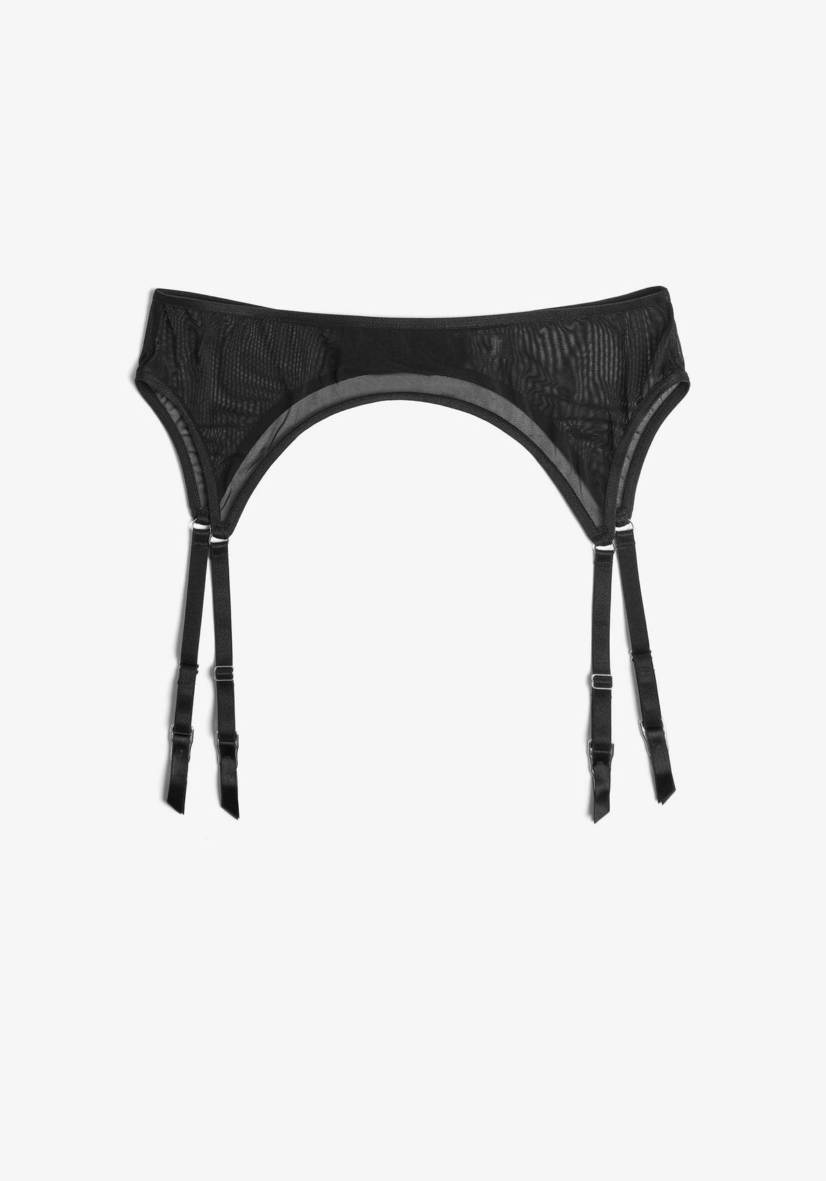 model is wearing an S/M garter belt-black delirium garter belt