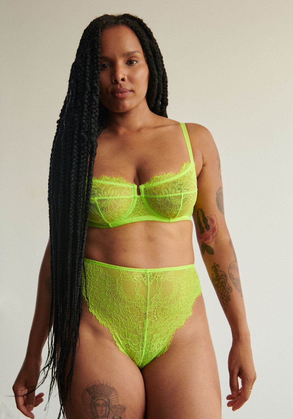 model is wearing an M panty-green iris high waist brief
