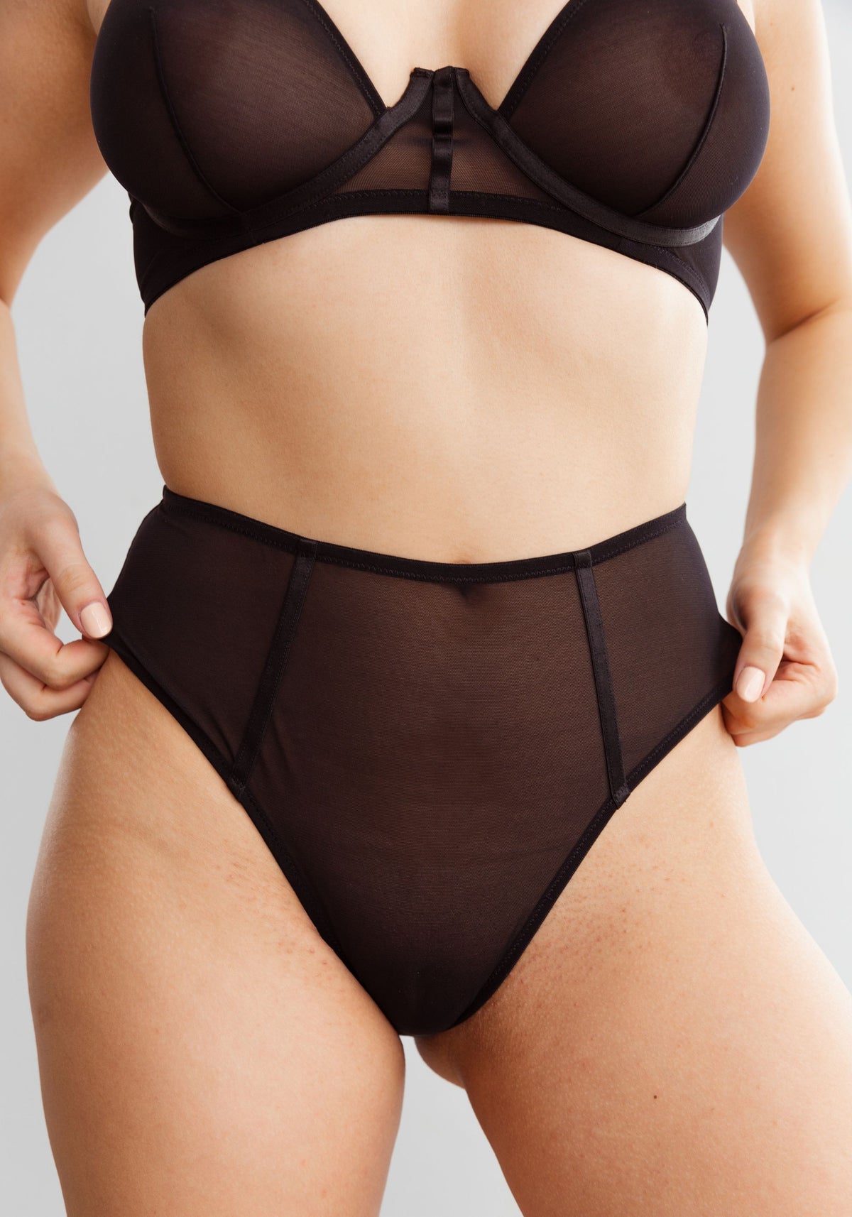model is wearing an M panty-black ivy high waist brief