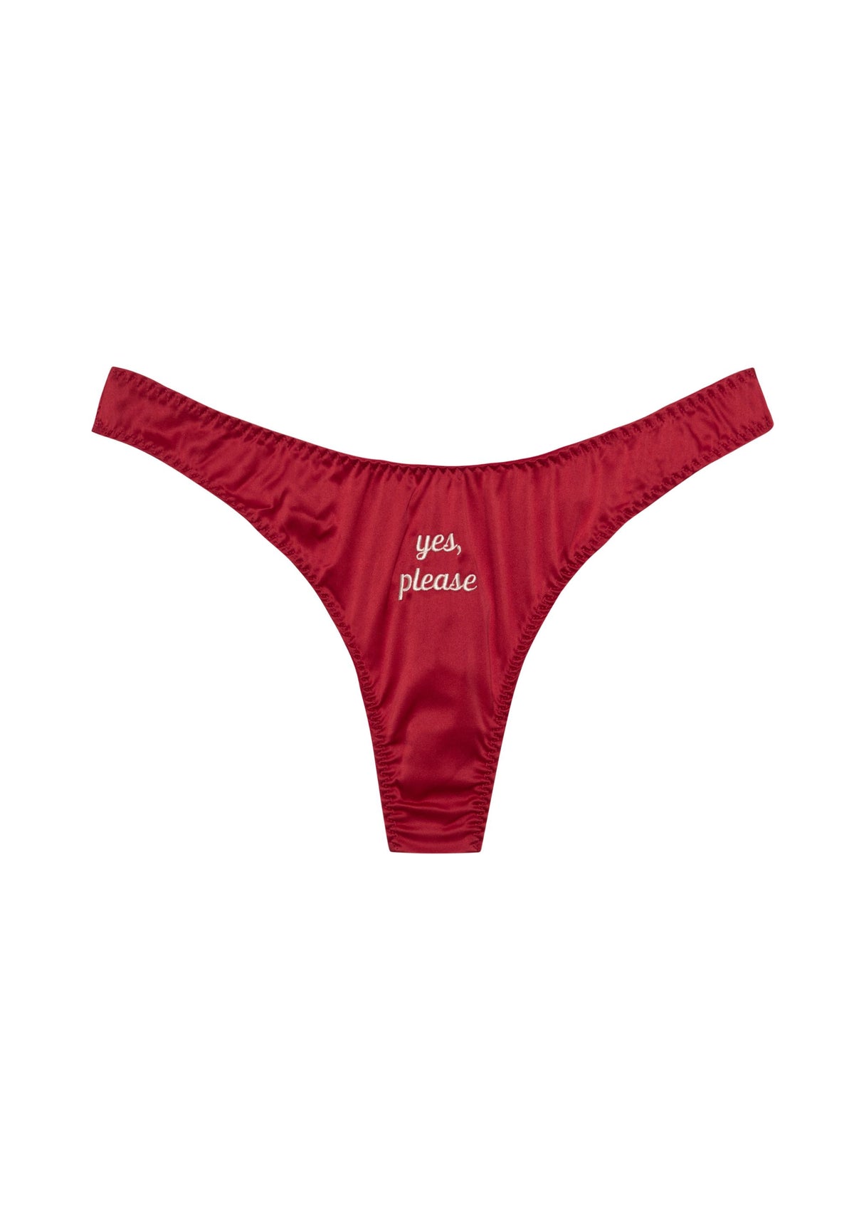 model is wearing an S panty-red play thong