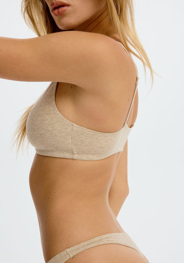 model is wearing an S bralette - nude the cotton bralette