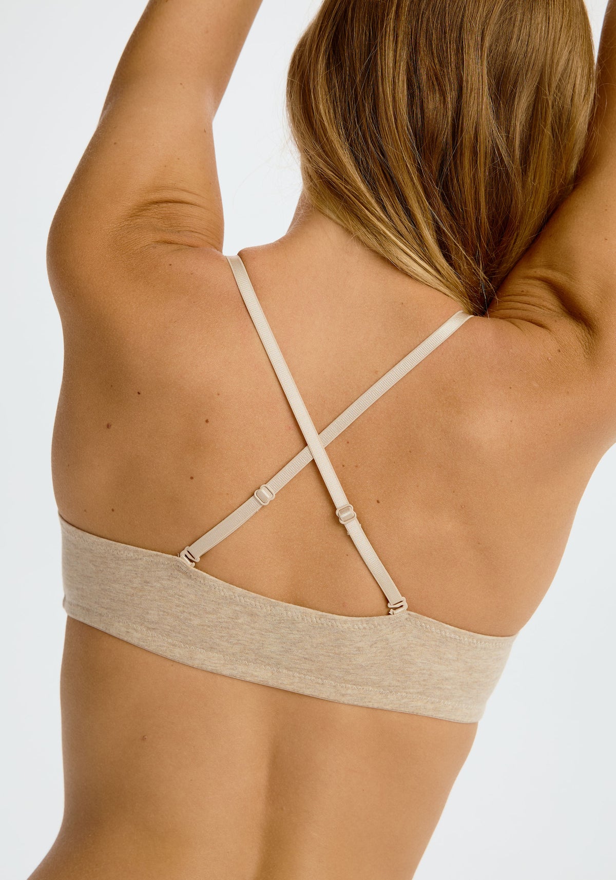 model is wearing an S bralette - nude the cotton bralette