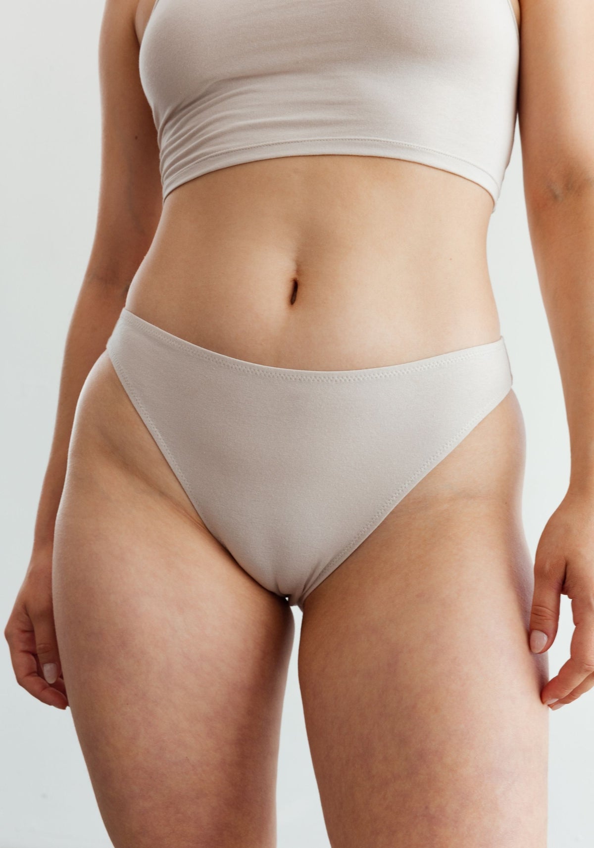 model is wearing an M panty-nude the cotton high leg bikini