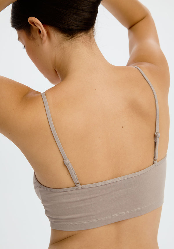 model is wearing an S cami - grey the cotton crop cami