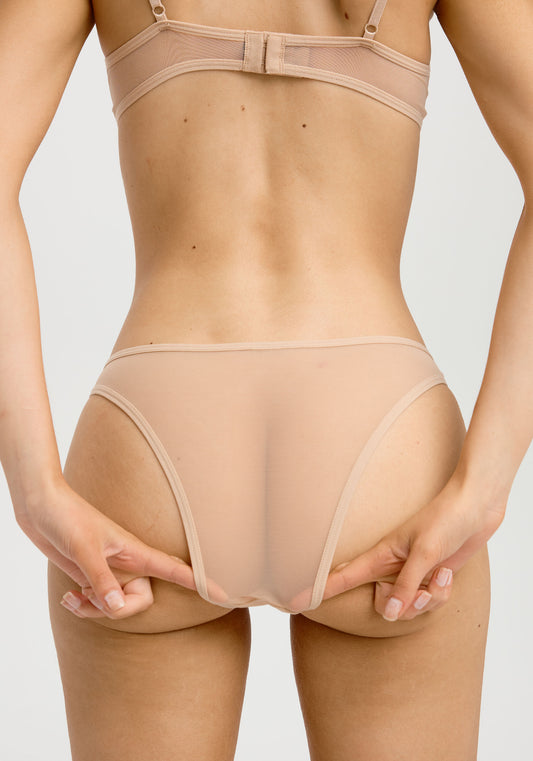 model is wearing an XS panty - nude the mesh high leg bikini