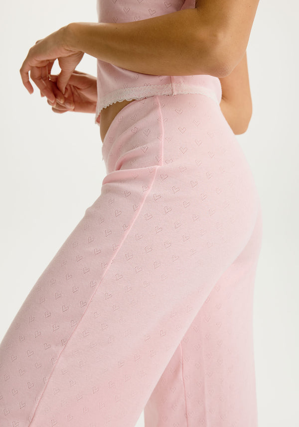 model is wearing an XS pant - pink cherish pant