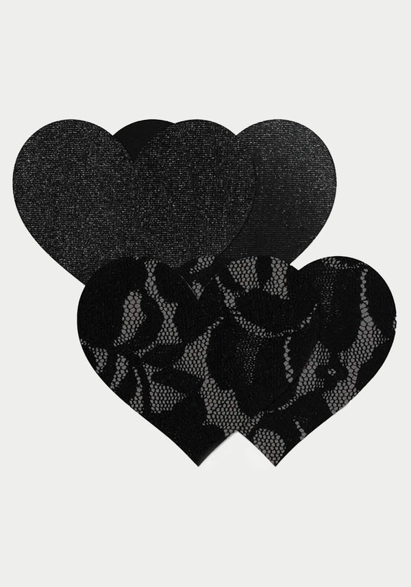  - black nippies heart nipple covers