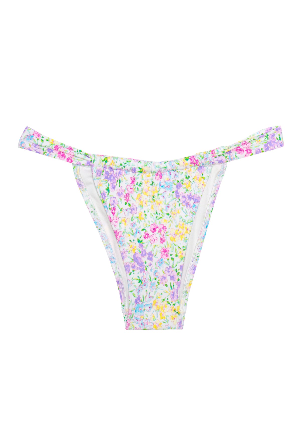 model is wearing an L bikini bottom-multi breeze cheeky bikini bottom