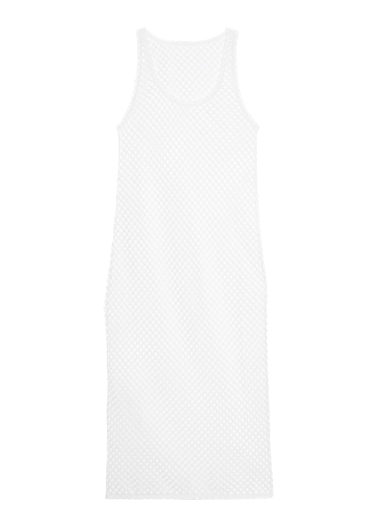 model is wearing an S dress - white eos dress