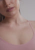 model is wearing an S cami - pink the rib crop cami