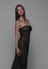 model is wearing an S midi dress - black etherea midi dress