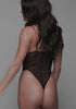 model is wearing an S bodysuit-black vine bodysuit