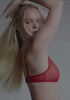 model is wearing an S panty - red the mesh high leg bikini