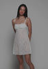 model is wearing an S mini dress - white etherea mini dress