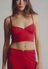 model is wearing an S cami - red dream cotton pointelle crop cami