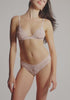 model is wearing an S panty - pink deception crotchless cheeky
