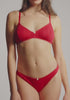 model is wearing an S panty - red dream cotton pointelle bikini