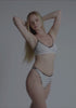 model is wearing an S bralette - black,multi,white the rib bralette