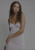model is wearing an XS slip - purple dream cotton pointelle slip