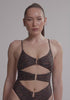 model is wearing an S one-piece swimsuit - multi solstice v-scoop one-piece swimsuit