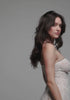 model is wearing an S midi dress - white etherea midi dress